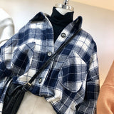 Beth Dutton Outfits Autumn Leisure Pocket Color-Contrast Check Single Breasted Padded Shirt Women