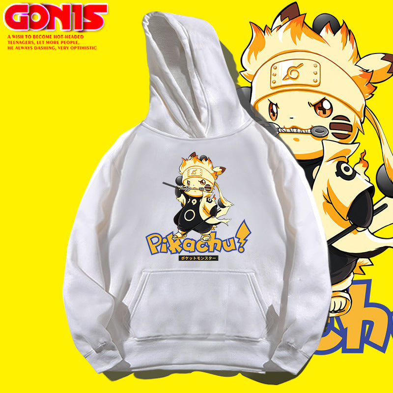 Men and Women Pokemon Pikachu Hoodie Y Pikachu Hooded Sweater for Men and Women