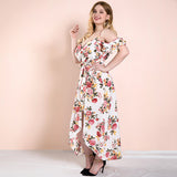 Women Plus Size Maxi Dresses Early Autumn Sling Irregular Pattern Print Bohemian Dress