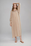Bohemian Flower Embroidered Puff Sleeve Loose Vacation Style Long Dress Dress