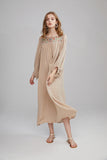 Bohemian Flower Embroidered Puff Sleeve Loose Vacation Style Long Dress Dress