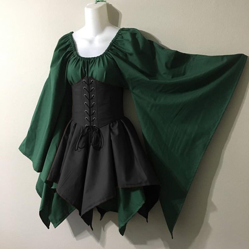 Vintage Empire Waist Dress Long Sleeve Medieval Dress Clothing