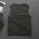 Men Utility Vest Work Zipper Tactical Work Vest Slim Pocket Jacket Vest Multi-Pocket Men's Overalls