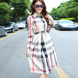 Elegant Swing Plaid Long Sleeve Dress