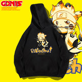 Men and Women Pokemon Pikachu Hoodie Y Pikachu Hooded Sweater for Men and Women