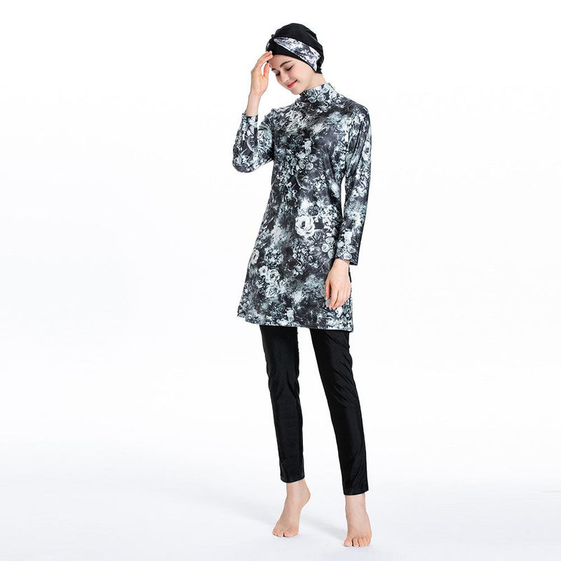 Burkini Muslim Swimwear Printed Three-Piece Set Swimsuit Beachwear Suit
