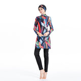 Burkini Muslim Swimwear Printed Slim Fit Three Piece Swimsuit Suit for Women