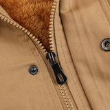 Men Fit Bomber Jacket Windbreaker Moto Street Coat Winter Casual plus Size Hooded Men's Jacket plus Velvet Thick Mid-Length Coat