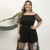 Women Plus Size Maxi Dresses Strapless Sexy Black Lace Irregular Dress