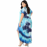 Women Plus Size Midi Dresses Tie-Dye Print Straight Dress