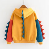 Dinosaur Sweaters Dinosaur Contrast Color Hooded Long Sleeve Sweater