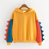 Dinosaur Sweaters Dinosaur Contrast Color Hooded Long Sleeve Sweater