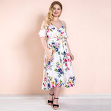 Women Plus Size Maxi Dresses Spring/Summer Off-the-Shoulder Strap Sexy V-neck Long Dress