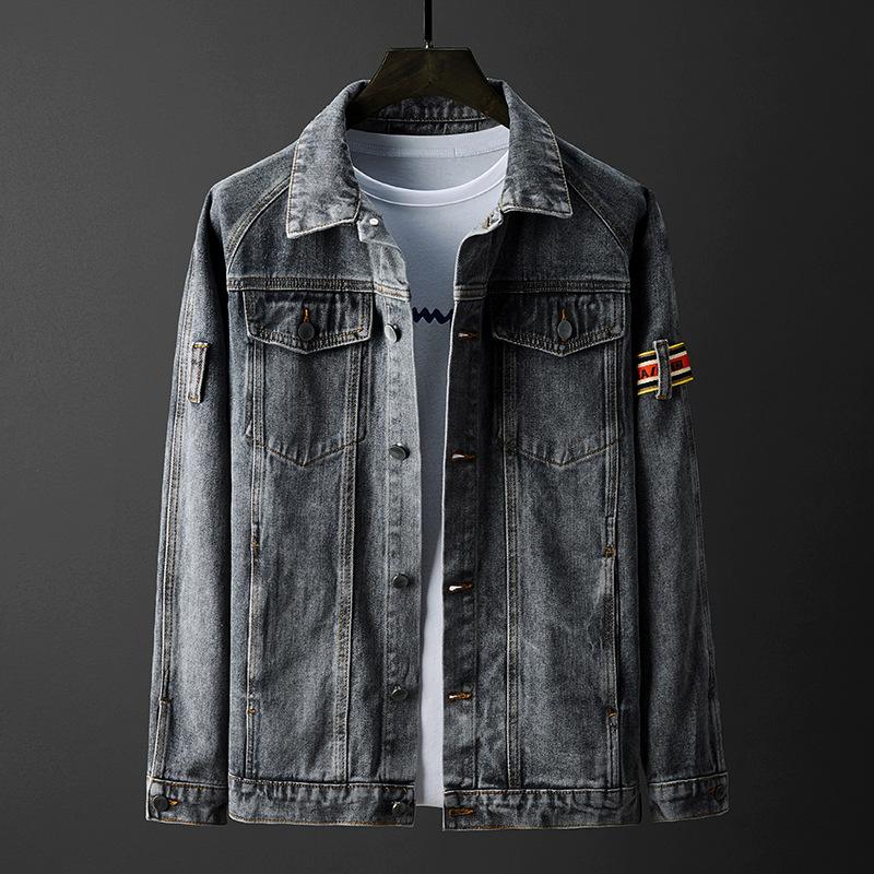Cotton Solid Men's Denim Trucker Jacket Mens Spring Autumn Casual Slim Fit Bomber Jackets Men Jean Outwear Cowboy Gray Denim Jacket