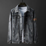 Cotton Solid Men's Denim Trucker Jacket Mens Spring Autumn Casual Slim Fit Bomber Jackets Men Jean Outwear Cowboy Gray Denim Jacket