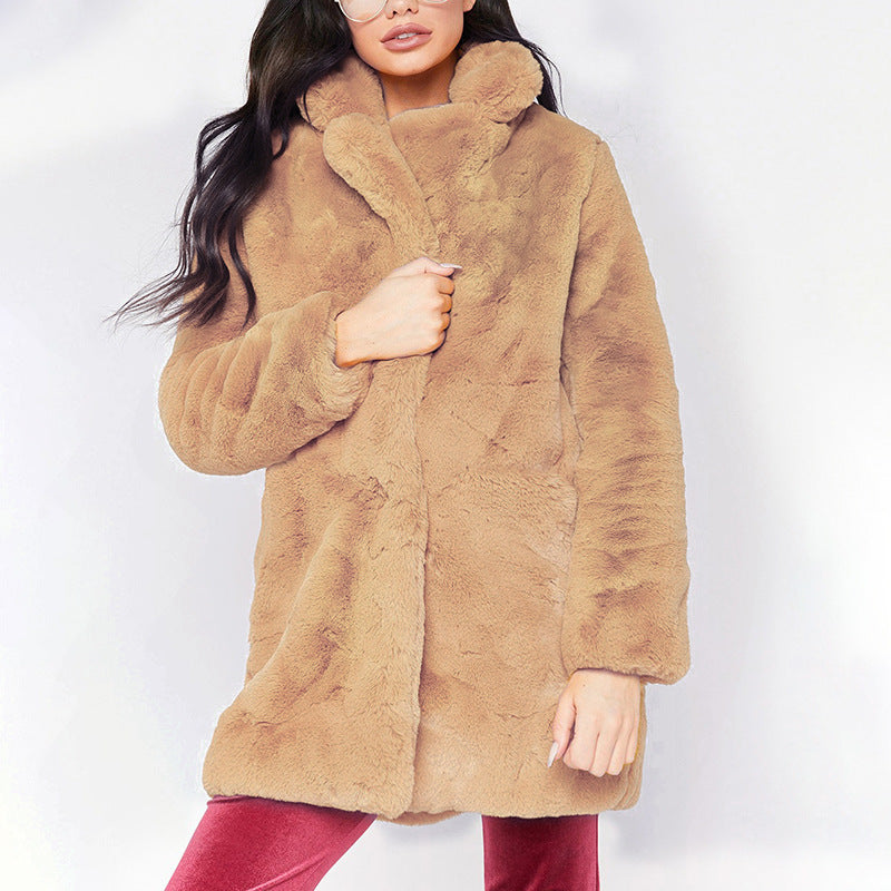 Full Length Faux Fur Coat Women's Imitation Fur Coat
