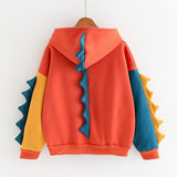 Dinosaur Sweaters Dinosaur Contrast Color Hooded Long Sleeve Sweater
