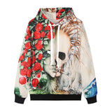 Black Rose Hoodie 3D Rose Skull Face Digital Sweater