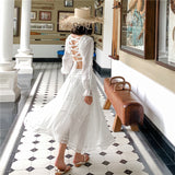 Fairy Dress Holiday White Patchwork Waist-Slimming Large Swing Dress Backless Fairy Dress