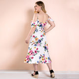 Women Plus Size Maxi Dresses Spring/Summer Off-the-Shoulder Strap Sexy V-neck Long Dress