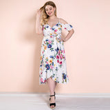 Women Plus Size Maxi Dresses Spring/Summer Off-the-Shoulder Strap Sexy V-neck Long Dress