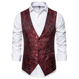 Tuxedo Vests Men Suit Vest Men's Stage Costume Jacquard Vest