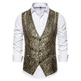 Tuxedo Vests Men Suit Vest Men's Stage Costume Jacquard Vest