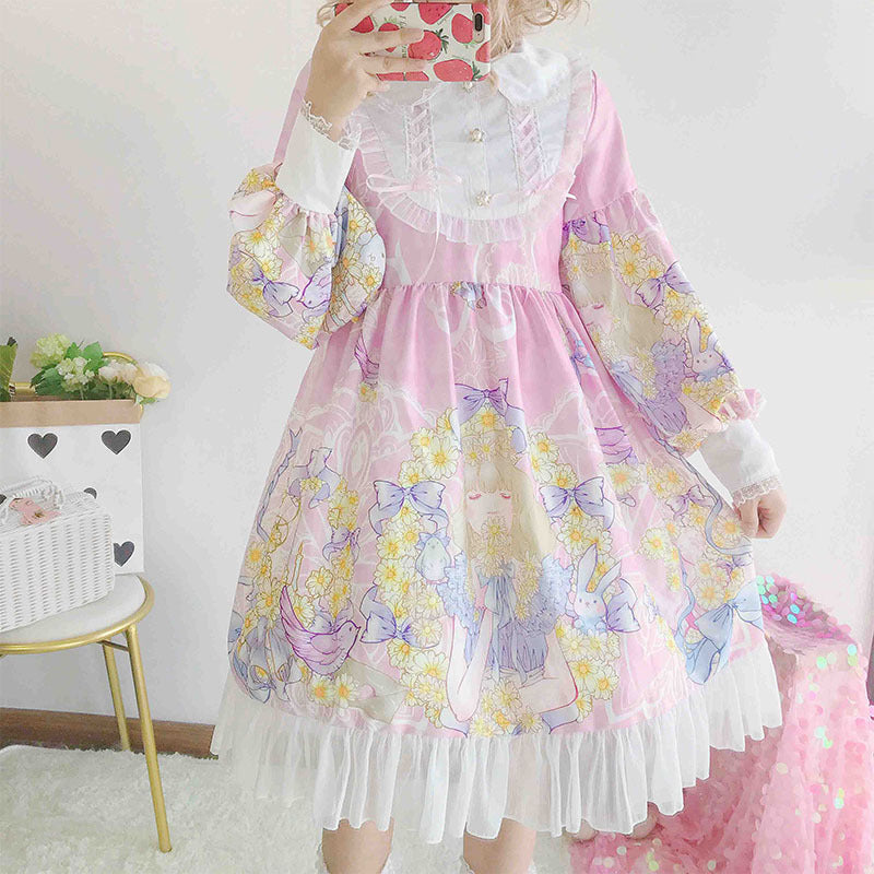 Gothic Lolita Harajuku Style Clothing Lolita Dress Long Sleeve Op Cute Dress for Women