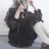 Gothic Lolita Harajuku Style Clothing Autumn and Winter Lolita Bow Lacing Chiffon Dress