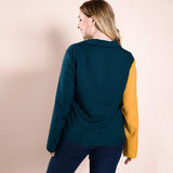 Women Plus Size Tops Autumn Stitching Long Sleeve Top