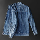 Cotton Solid Men's Denim Trucker Jacket Mens Spring Autumn Casual Slim Fit Bomber Jackets Men Jean Coat Men Outwear Male Cowboy Jacket