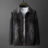 Cotton Solid Men's Denim Trucker Jacket Mens Spring Autumn Casual Slim Fit Bomber Jackets Men Jean Coat Men Outwear Male Cowboy Black