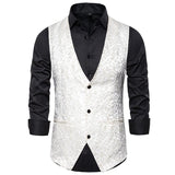 Tuxedo Vests Men Suit Vest Men's Stage Costume Jacquard Vest