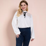 Women Plus Size Tops Spring White Long Sleeve Top