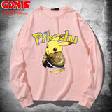 Men and Women Pokemon Pikachu Hoodie Pikachu Long Sleeve T-shirt
