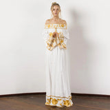 Women Dresses Flower Embroidered Vintage Dress