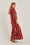 Bohemian Vacation Style V-neck Embroidered Flower Fashion Dress