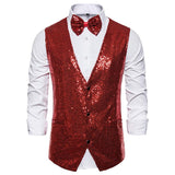 Tuxedo Vests Men Suit Vest Men's Costumes Small Sequined Vest Singer MC