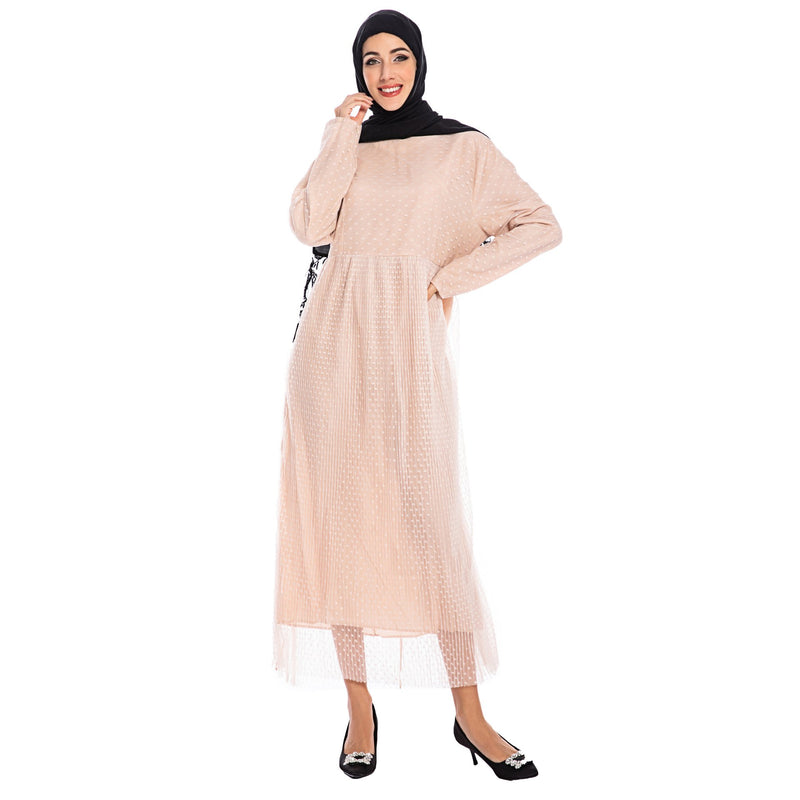 Muslim Women Stylish Kashibo Abaya Muslim Ladies Long Gown Islamic Clothing Jilbab Jalabiya Polka Dot Plus Size Dress