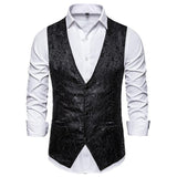 Tuxedo Vests Men Suit Vest Men's Stage Costume Jacquard Vest