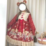 Gothic Lolita Harajuku Style Clothing Autumn Sunflower Bear Lolita Long Sleeve Dress Op