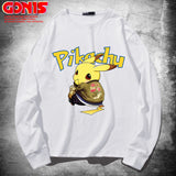 Men and Women Pokemon Pikachu Hoodie Pikachu Long Sleeve T-shirt