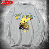 Men and Women Pokemon Pikachu Hoodie Pikachu Long Sleeve T-shirt