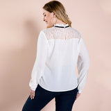 Women Plus Size Tops Spring White Long Sleeve Top