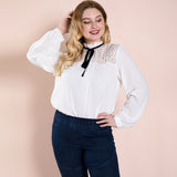 Women Plus Size Tops Spring White Long Sleeve Top