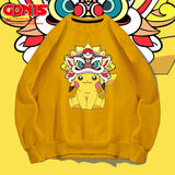 Men and Women Pokemon Pikachu Hoodie Pikachu round Neck Sweater