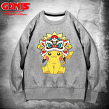 Men and Women Pokemon Pikachu Hoodie Pikachu round Neck Sweater