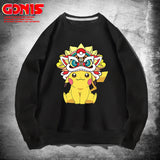 Men and Women Pokemon Pikachu Hoodie Pikachu round Neck Sweater