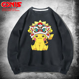 Men and Women Pokemon Pikachu Hoodie Pikachu round Neck Sweater