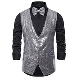 Tuxedo Vests Men Suit Vest Men's Costumes Small Sequined Vest Singer MC